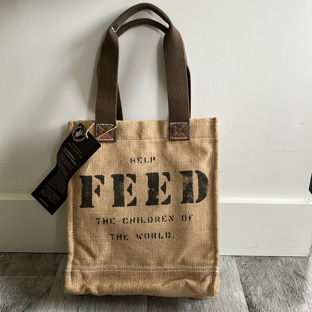FEED burlap tote bag